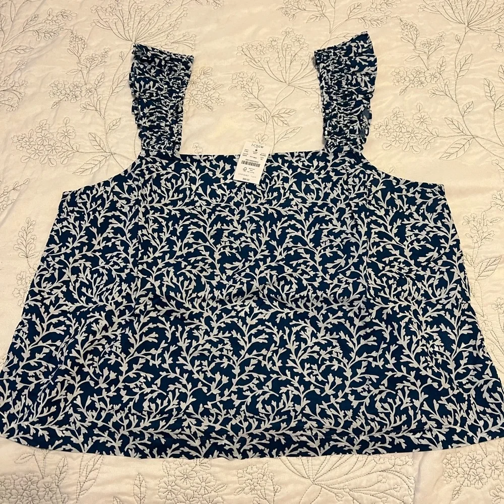 J Crew Ruffled Shoulder Tank - Picture 1 of 4